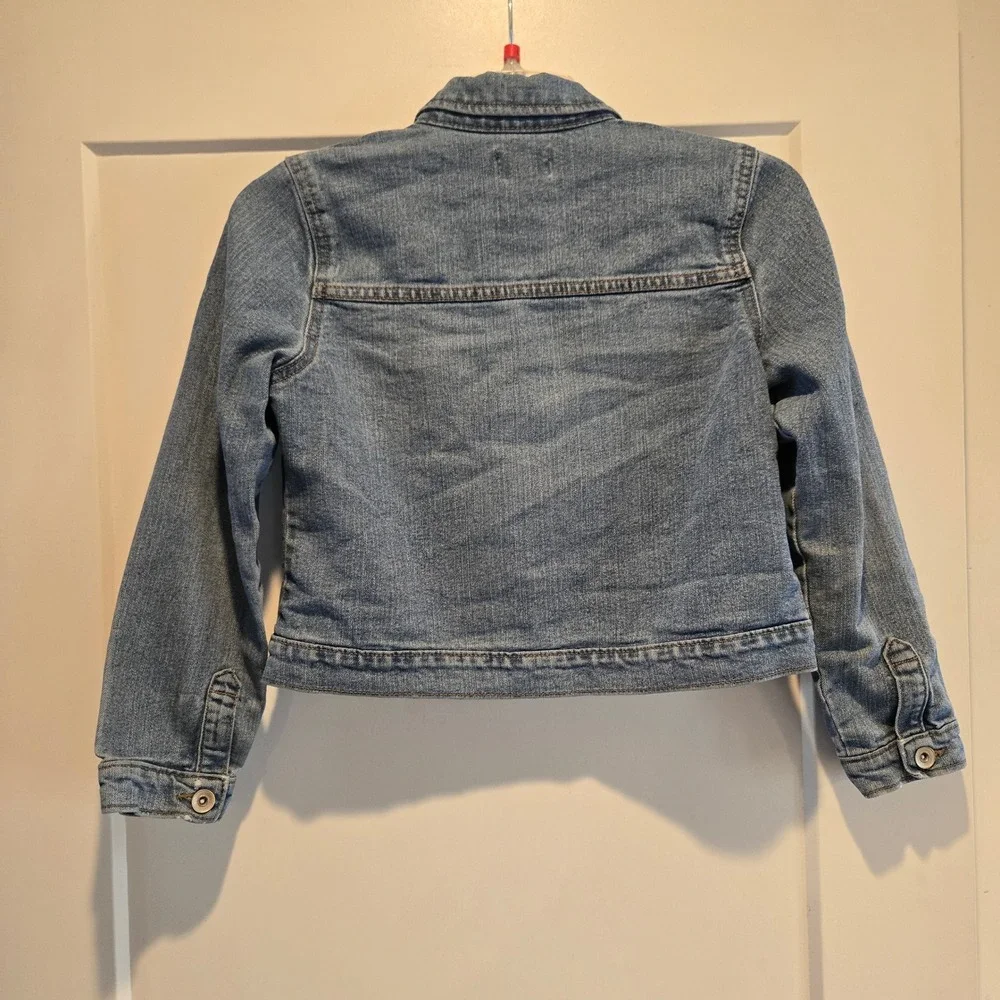 The Childrens Place Girls L 10/12 Denim Jacket Medium Wash Blue Stretch